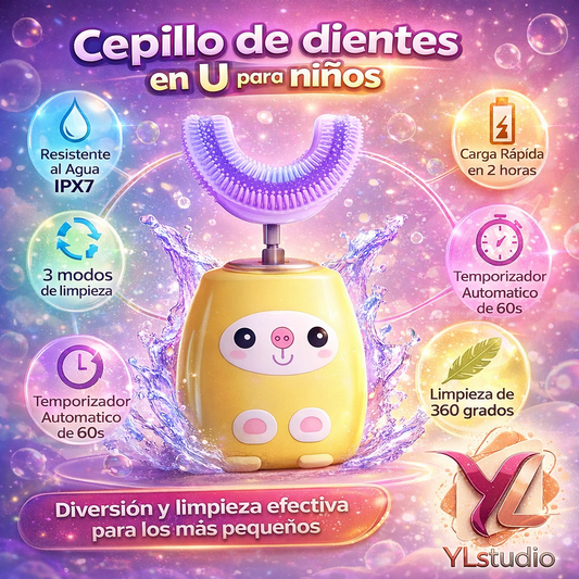 MiniSmile 360® – Cepillo de Dientes Inteligente Infantil en U, Limpieza completa en segundos