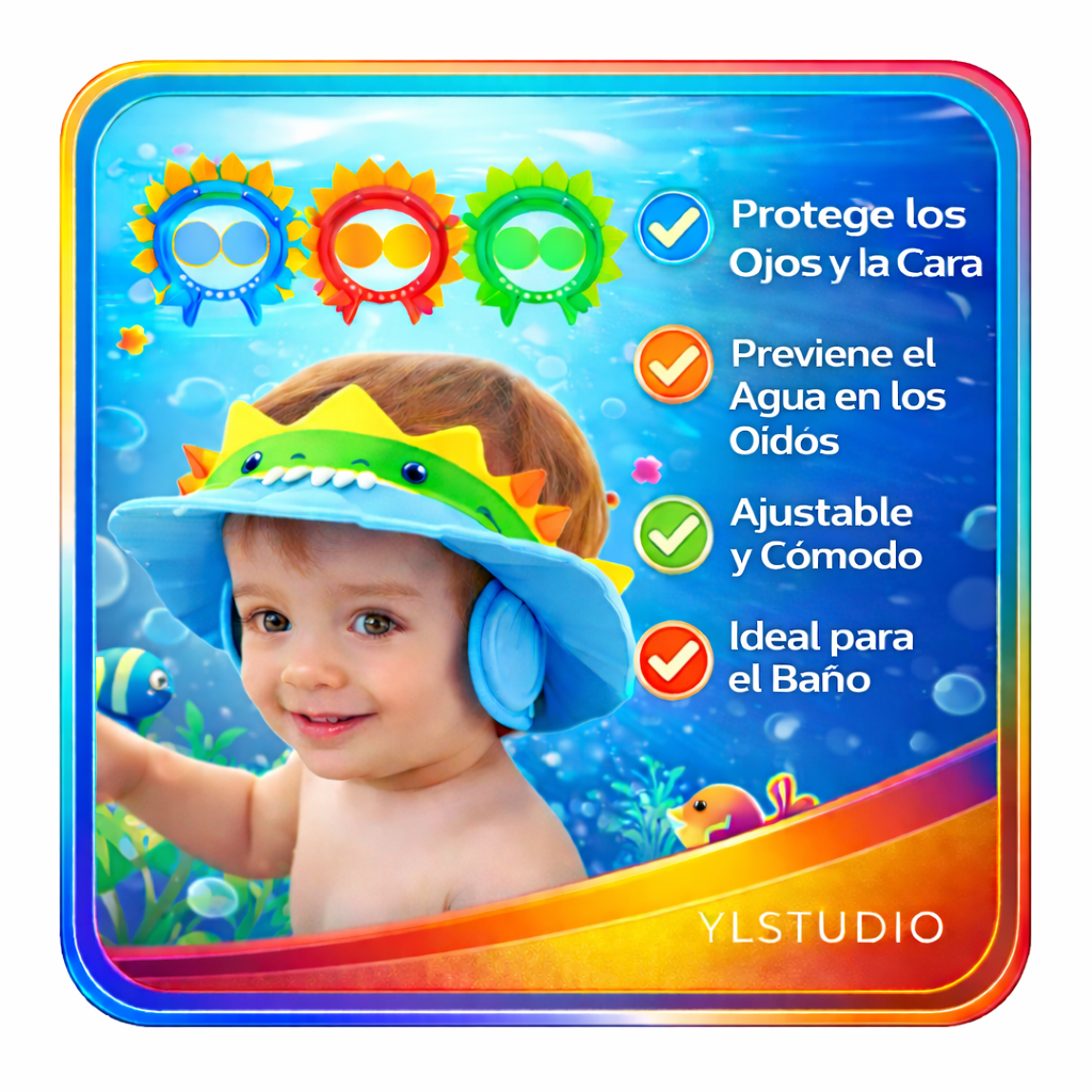 AquaCare Baby®  Cuidado en cada baño - Gorro De Baño Bebe Visera De Ducha