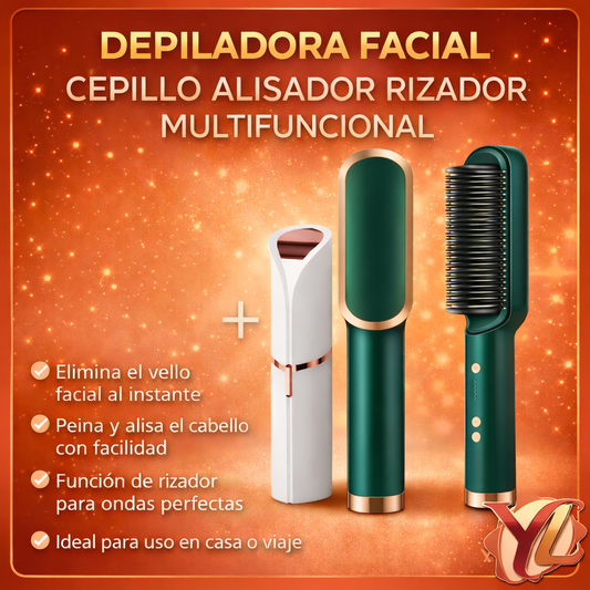 PureGlow®  Belleza limpia y sin dolor - Depiladora Facial + Cepillo Alisador